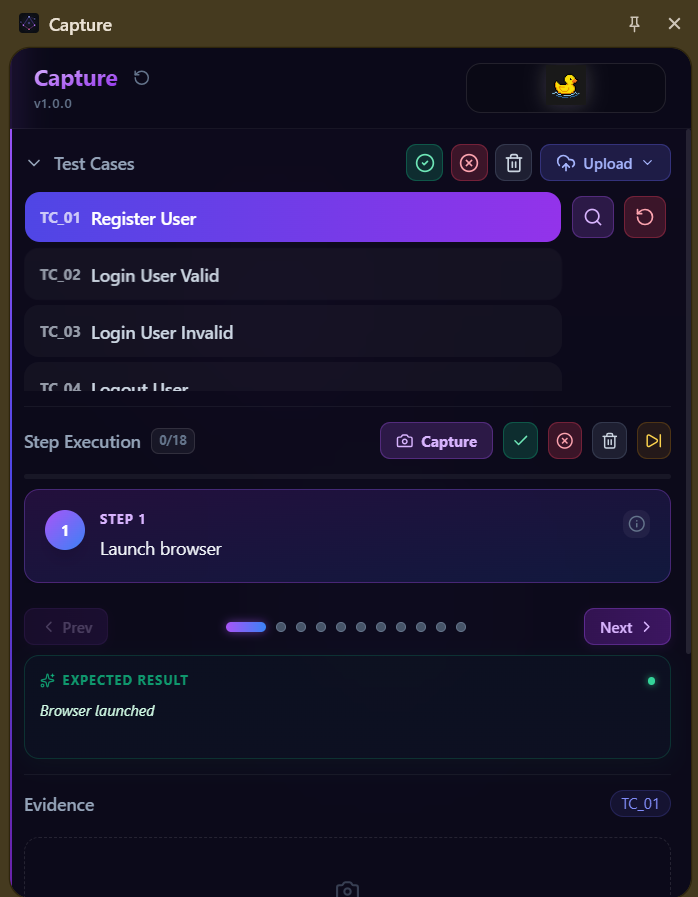 TestAstra Capture UI